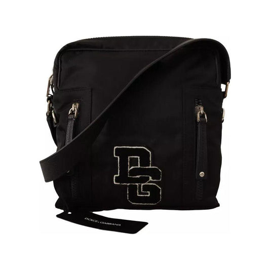 Dolce & Gabbana Black Nylon Leather DG Logo Patch Messenger Cross Body Bag Dolce & Gabbana Black