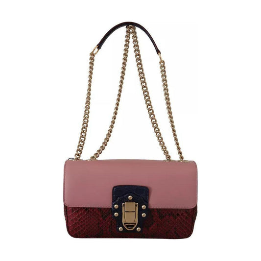 Dolce & Gabbana Pink Red Exotic Skins Gold Chain Purse LUCIA Leather Bag Dolce & Gabbana Dim Gray