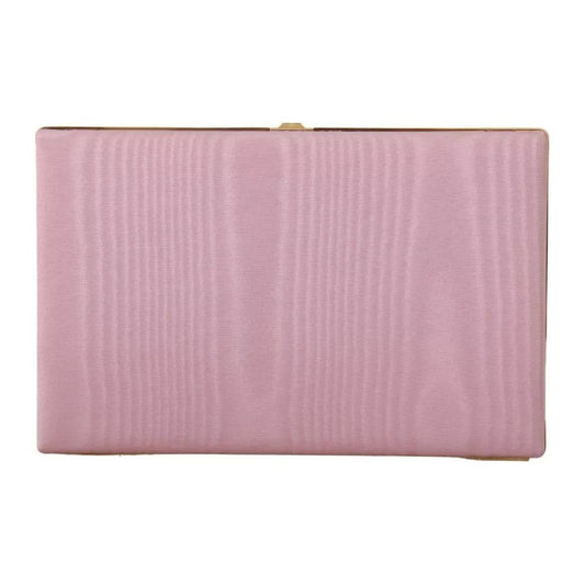 Dolce & Gabbana Pink Silk Gold Frame Clutch Evening Party Purse Bag