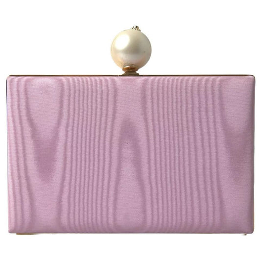 Dolce & Gabbana Pink Silk Gold Frame Clutch Evening Party Purse Bag