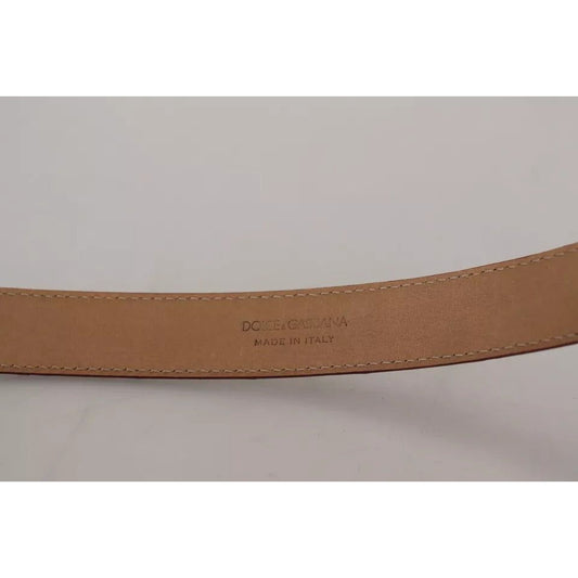 Dolce & Gabbana Brown Leather Gold Engraved Metal Buckle Belt