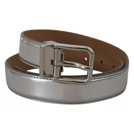 Dolce & Gabbana Silver Leather Metal Buckle Belt Dolce & Gabbana Dim Gray