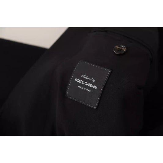 Dolce & Gabbana Black Wool Slim Fit Coat Jacket Blazer Dolce & Gabbana Black