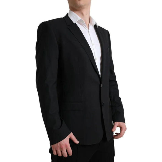 Dolce & Gabbana Black Wool MARTINI Stretch Jacket Blazer Dolce & Gabbana Black