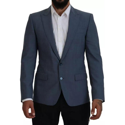 Dolce & Gabbana Blue Wool Stretch Slim Fit Jacket Blazer Dolce & Gabbana Dark Slate Gray