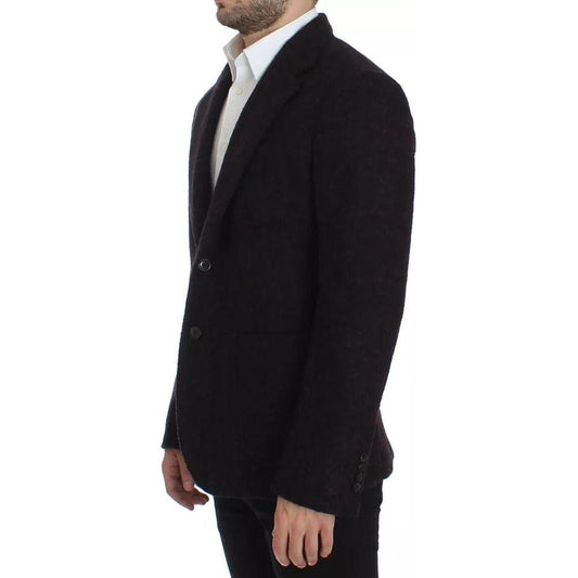 Dolce & Gabbana Bordeaux Alpaca Two Button Jacket Blazer Dolce & Gabbana Black