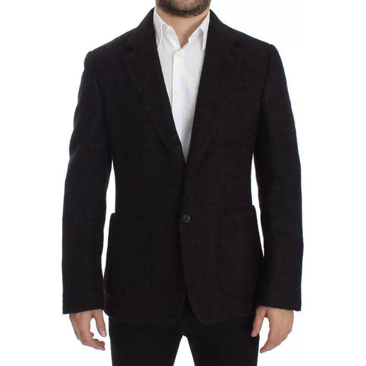 Dolce & Gabbana Bordeaux Alpaca Two Button Jacket Blazer Dolce & Gabbana Black