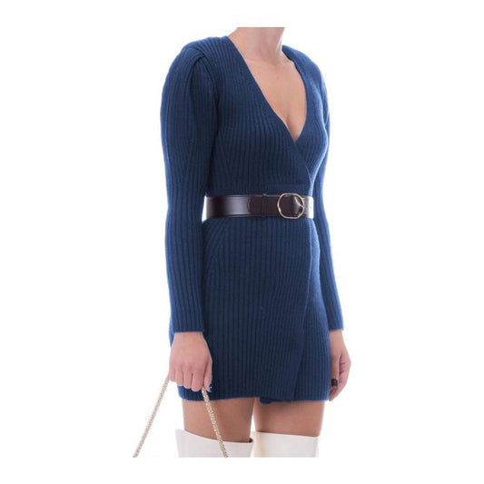 Elisabetta Franchi Blue Wool Women Dress Elisabetta Franchi Gray