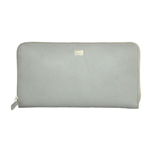 Cavalli Class Gray Calfskin Women Wallet Cavalli Class Dark Gray