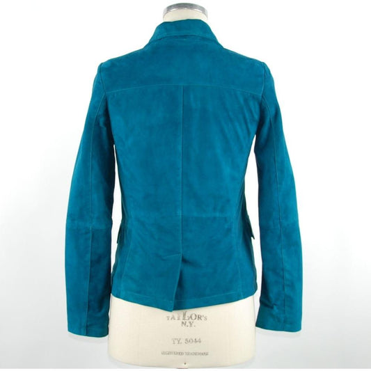Emilio Romanelli Green Leather Women Jacket Emilio Romanelli Dark Cyan