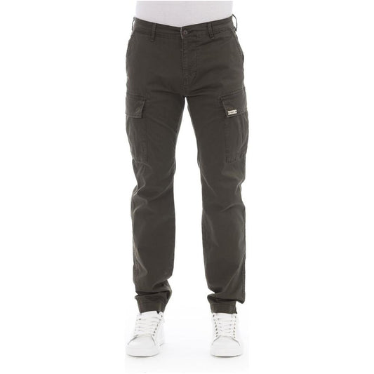 Baldinini Trend Army Cotton Men Cargo Trouser Baldinini Trend Dark Slate Gray