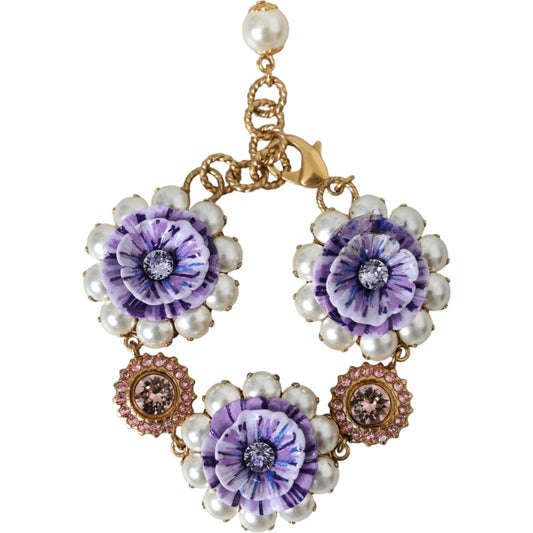 Dolce & Gabbana Gold FIORI BLOOMING Floral Baroque Crystals Bracelet Necklace Dolce & Gabbana Gray