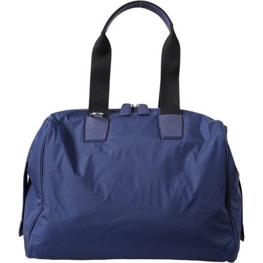 Dolce & Gabbana Blue Nylon Calfskin Hand Shoulder Duffel Bag Dolce & Gabbana Dark Slate Gray