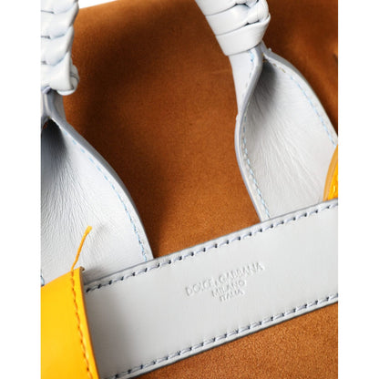 Dolce & Gabbana Brown Yellow Suede Leather Logo Backpack Bag