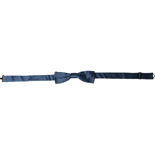Dolce & Gabbana Blue Satin Silk Adjustable Neck Men Bow Tie Dolce & Gabbana Dark Slate Gray