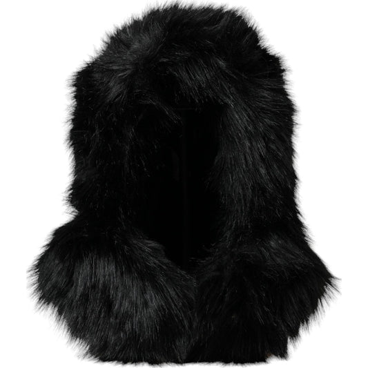 Dolce & Gabbana Black Faux Fur Whole Head Wrap Hat Dolce & Gabbana Black