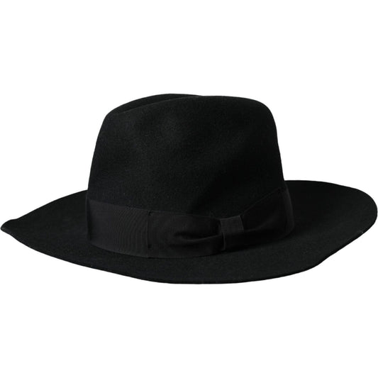 Dolce & Gabbana Black Rabbit Fedora Trilby Women Hat Dolce & Gabbana Black