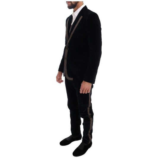 Dolce & Gabbana Elegant Blue Three-Piece Slim Fit Suit Dolce & Gabbana Black