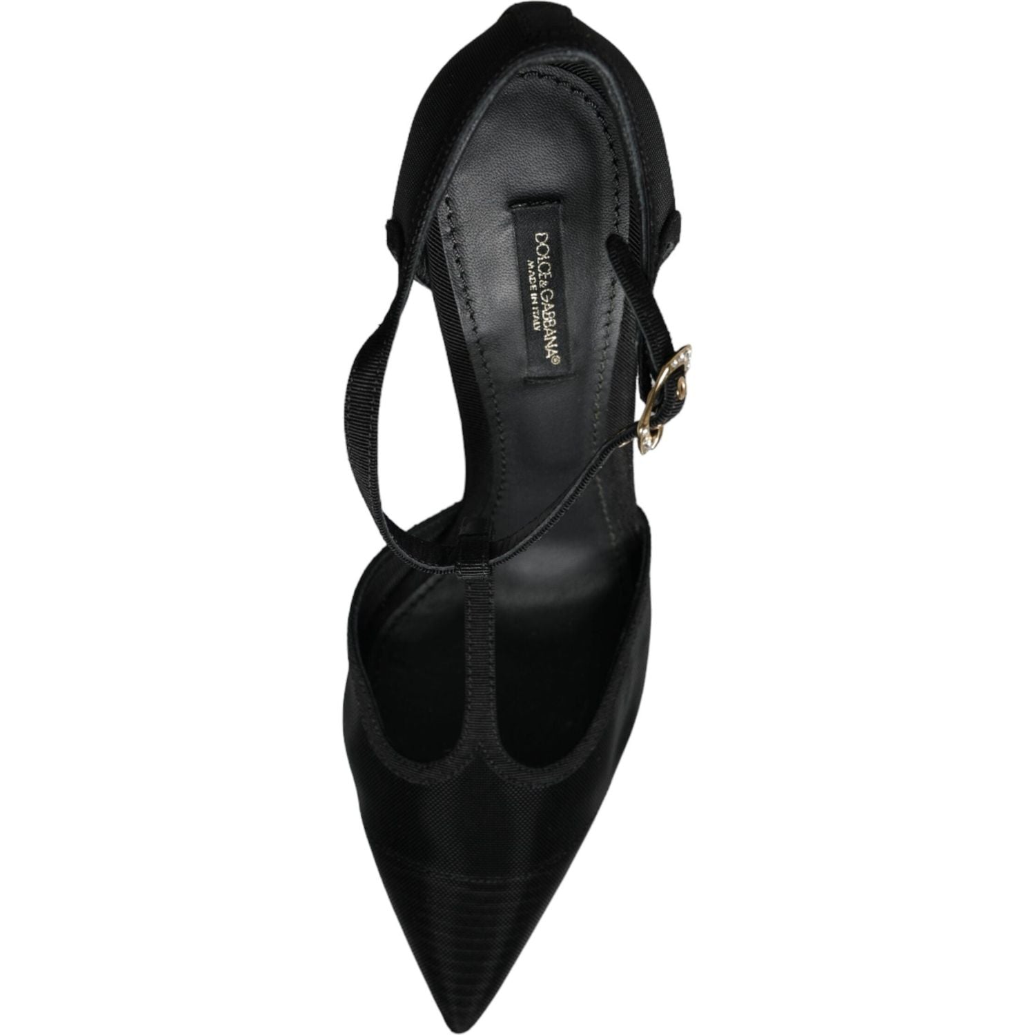 Dolce & Gabbana Black Mesh T-strap Stiletto High Heels Shoes