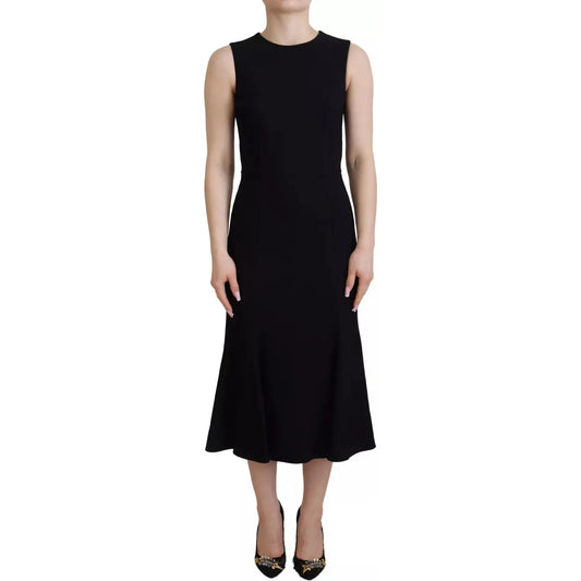 Dolce & Gabbana Black Dress Sheath Flare Viscose Dress Dolce & Gabbana Black