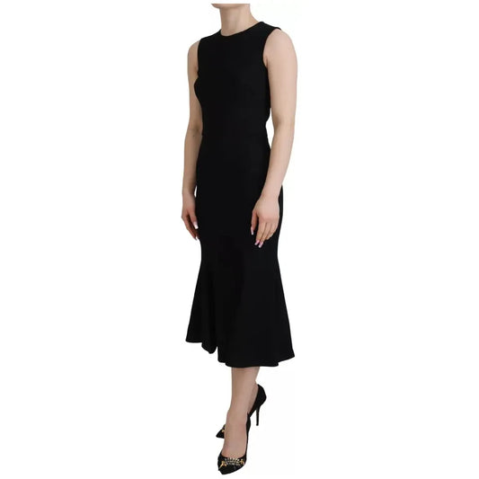 Dolce & Gabbana Black Dress Sheath Flare Viscose Dress Dolce & Gabbana Black