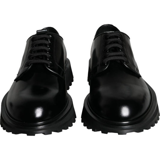 Dolce & Gabbana Black Calf Leather Derby Formal Dress Shoes Dolce & Gabbana