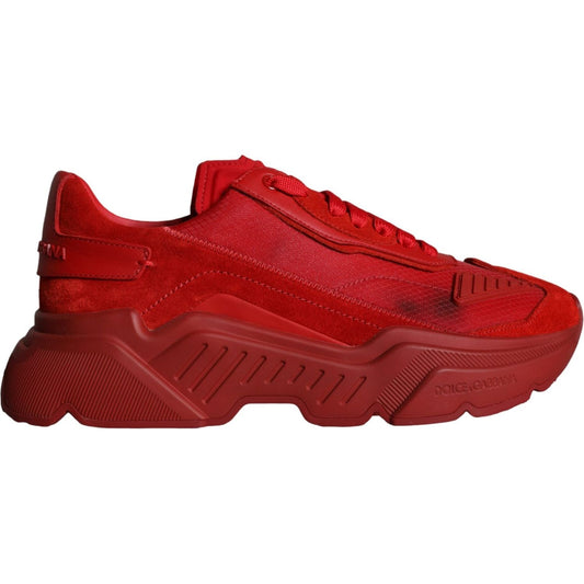 Dolce & Gabbana Red Leather Daymaster Low Top Sneakers Shoes Dolce & Gabbana Brown