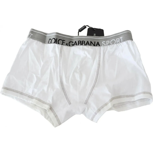 Dolce & Gabbana White Cotton Stretch Regular Boxer Underwear Dolce & Gabbana Light Gray