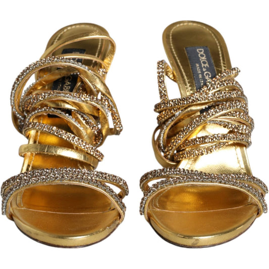 Dolce & Gabbana Gold Crystals Keira Heels Sandals Shoes Dolce & Gabbana Sienna