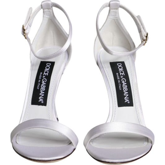 Dolce & Gabbana White KEIRA Heels Ankle Strap Sandals Shoes Dolce & Gabbana Light Gray