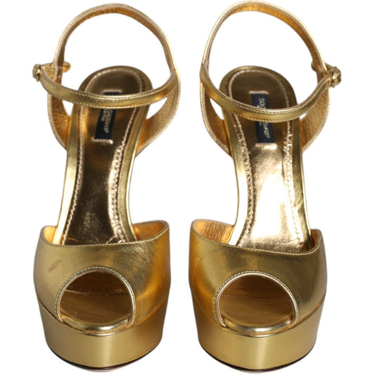 Dolce & Gabbana Gold Bette Leather Heels Sandals Shoes Dolce & Gabbana Sienna