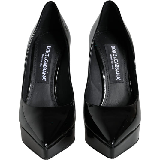 Dolce & Gabbana Black Leather Platform Heels Pumps Shoes Dolce & Gabbana Black