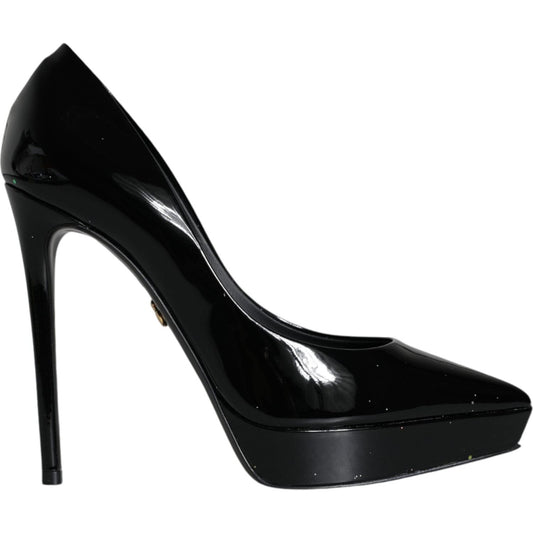 Dolce & Gabbana Black Leather Platform Heels Pumps Shoes Dolce & Gabbana Black