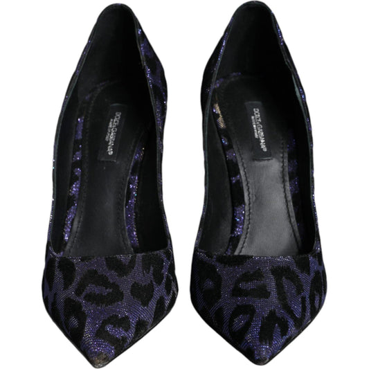 Dolce & Gabbana Violet Leopard Lurex High Heels Pumps Shoes Dolce & Gabbana Black