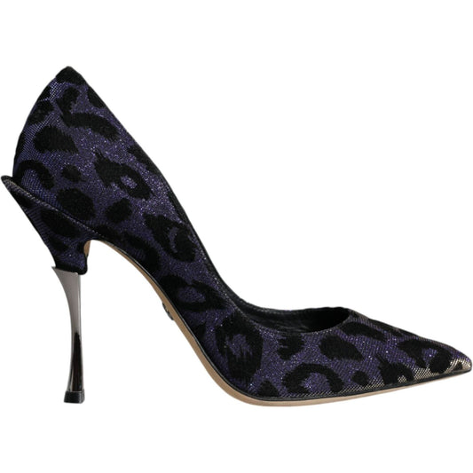 Dolce & Gabbana Violet Leopard Lurex High Heels Pumps Shoes Dolce & Gabbana Black