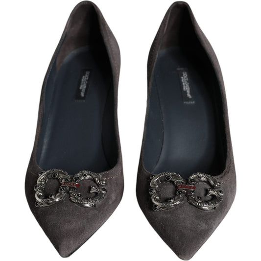 Dolce & Gabbana Gray Amore Suede Bellucci Heels Pumps Shoes Dolce & Gabbana Dark Slate Gray