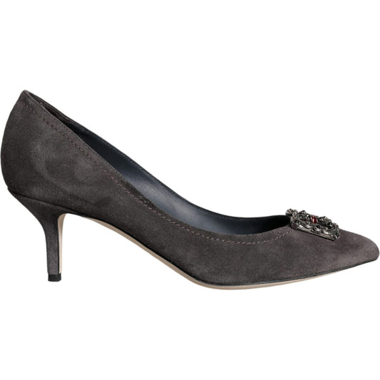 Dolce & Gabbana Gray Amore Suede Bellucci Heels Pumps Shoes Dolce & Gabbana Dark Slate Gray