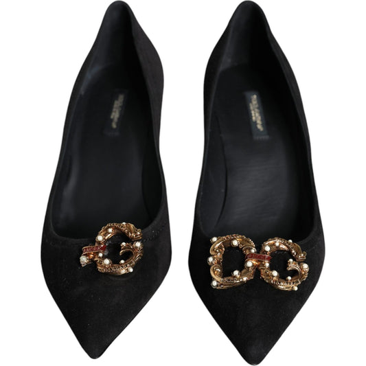 Dolce & Gabbana Black Amore Suede Bellucci Heels Pumps Shoes Dolce & Gabbana Black