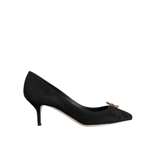 Dolce & Gabbana Black Amore Suede Bellucci Heels Pumps Shoes