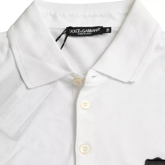 Dolce & Gabbana White Logo Collared Short Sleeve T-shirt Dolce & Gabbana Lavender