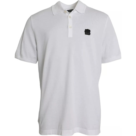 Dolce & Gabbana White Logo Collared Short Sleeve T-shirt Dolce & Gabbana Light Gray