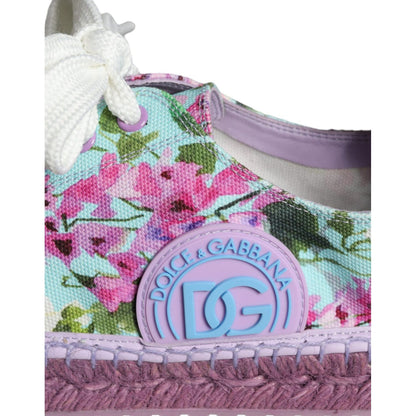 Dolce & Gabbana Multicolor Canvas Floral Espadrilles Sneakers Shoes