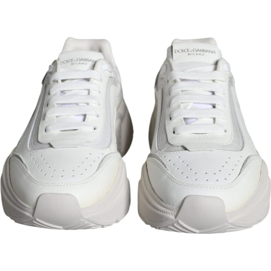Dolce & Gabbana White DAYMASTER Calf Leather Sneakers Shoes Dolce & Gabbana Light Gray