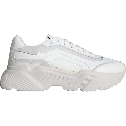 Dolce & Gabbana White DAYMASTER Calf Leather Sneakers Shoes Dolce & Gabbana Light Gray