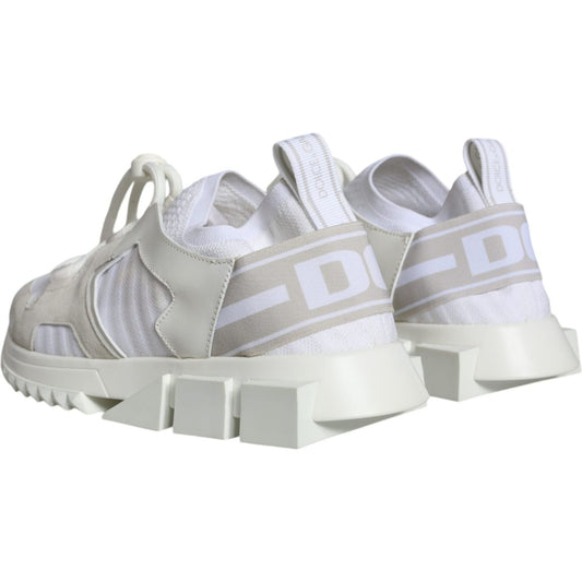 Dolce & Gabbana White Mesh Sorrento Trekking Sneakers Shoes Dolce & Gabbana Gray