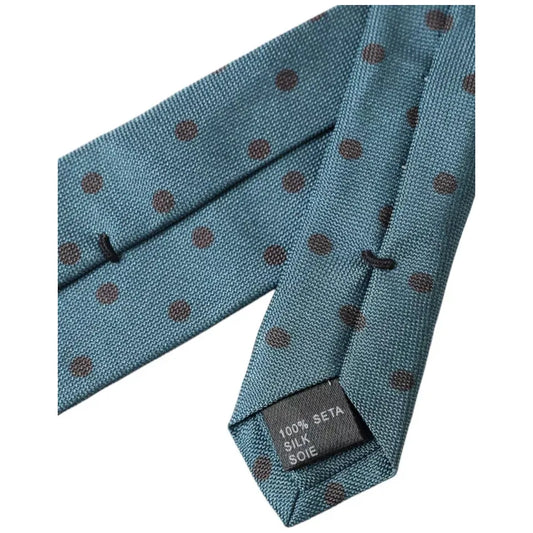 Dolce & Gabbana Green Black Polka Dot Silk Adjustable Men Tie Dolce & Gabbana Dim Gray
