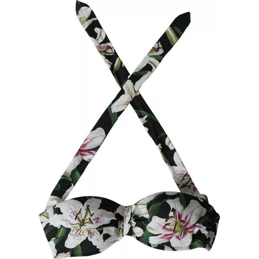 Dolce & Gabbana Black Lily Halter Swimwear Beachwear Bikini Top Dolce & Gabbana Dark Slate Gray