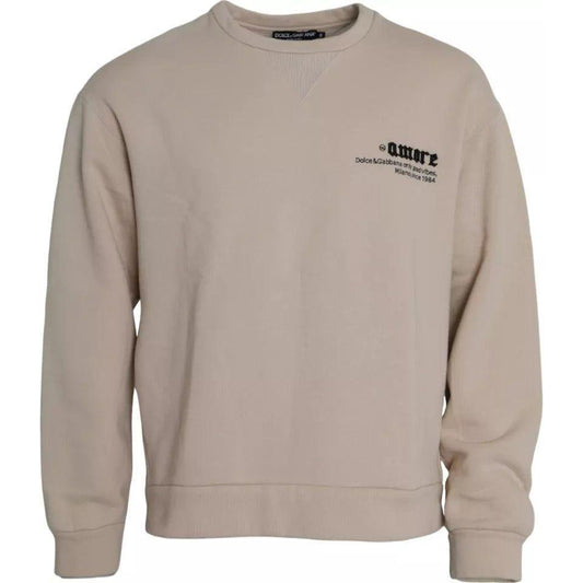 Dolce & Gabbana Beige Cotton Crew Neck Sweatshirt Sweater Dolce & Gabbana Rosy Brown