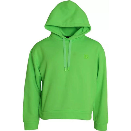 Dolce & Gabbana Green Logo Hooded Pullover Sweatshirt Sweater Dolce & Gabbana Medium Sea Green