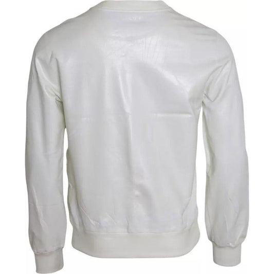 Dolce & Gabbana White Cotton Crew Neck Sweatshirt Sweater Dolce & Gabbana Light Gray